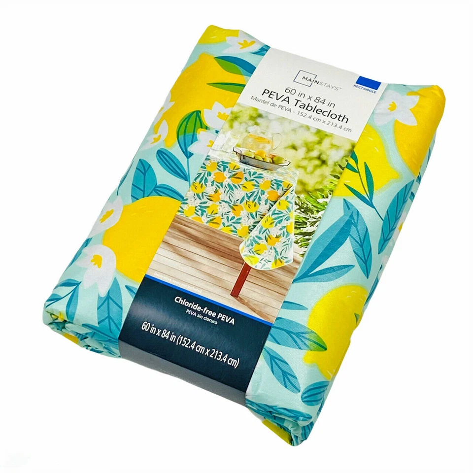 Mainstays Summer Lemons Lemon PEVA Vinyl Rectangle Tablecloth 60" x 84" - Image 3 of 3