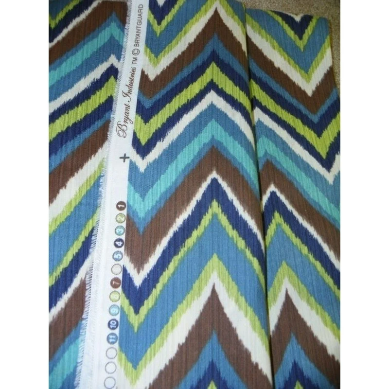 Chevron Decorator Fabric Blue Green Brown Zig Zag Home Interior 1 yard x 54" New - Image 2 of 2