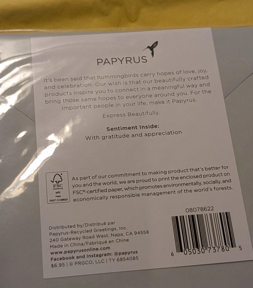 PAPYRUS Lot of 2 Thank You Greeting Cards -Floral, Embellished, Simple Clean New - Image 3 of 4