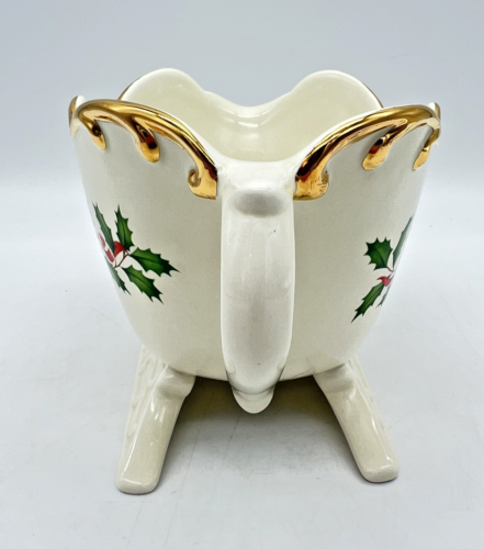STUNNING Lenox "Holiday Santa Collection" Sleigh Creamer Only - Holly & Ribbons - Picture 2 of 6