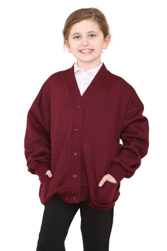 Soft Girls Cardigan Sweater School Uniform Fleece Made Front Button Closure - Picture 18 of 29