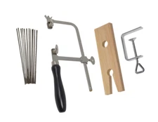 Precision Sawing Kit: 3" German-Style Sawframe, 144 Assorted Sawblades, and Wood