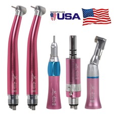 Pink NSK Style Dental High Low Speed Handpiece Contra Angle Straight Motor 4Hole