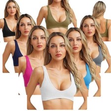 Women Crop Tops Underwear Bustier Yoga Bra Brassiere Deep V Neck Bralette Gym