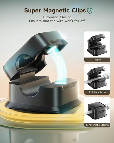 Smofish 8-Pack Magnetic Cord Organizer Clips, Cable Management, Charger Holder - Photo 6/11