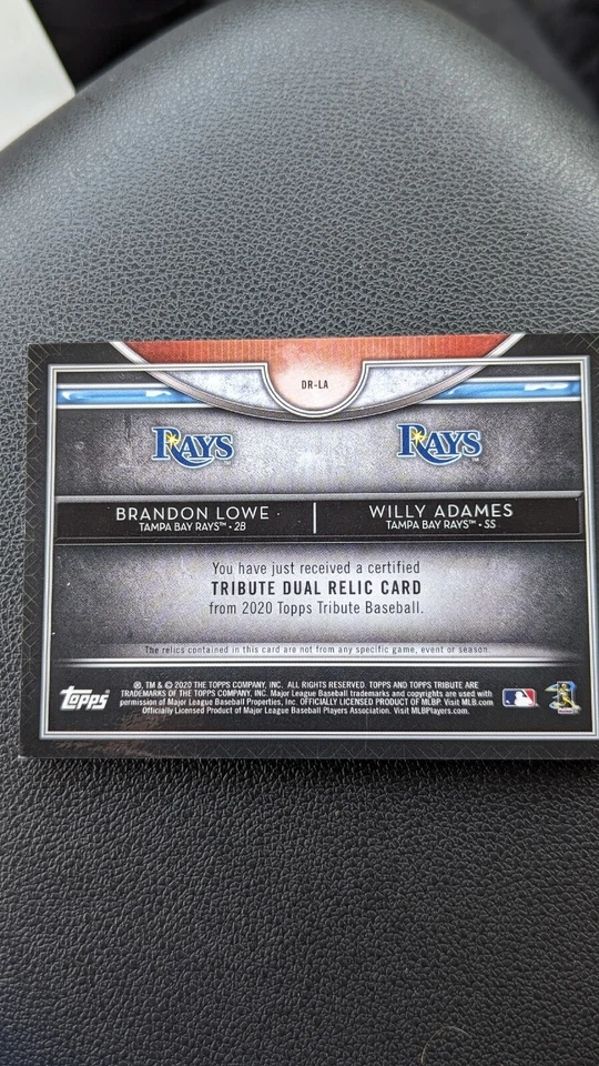 11/99 2020 TOPPS TRIBUTE DUAL PATCH BRANDON LOWE WILLY ADAMES Green /99 - Image 3 of 4
