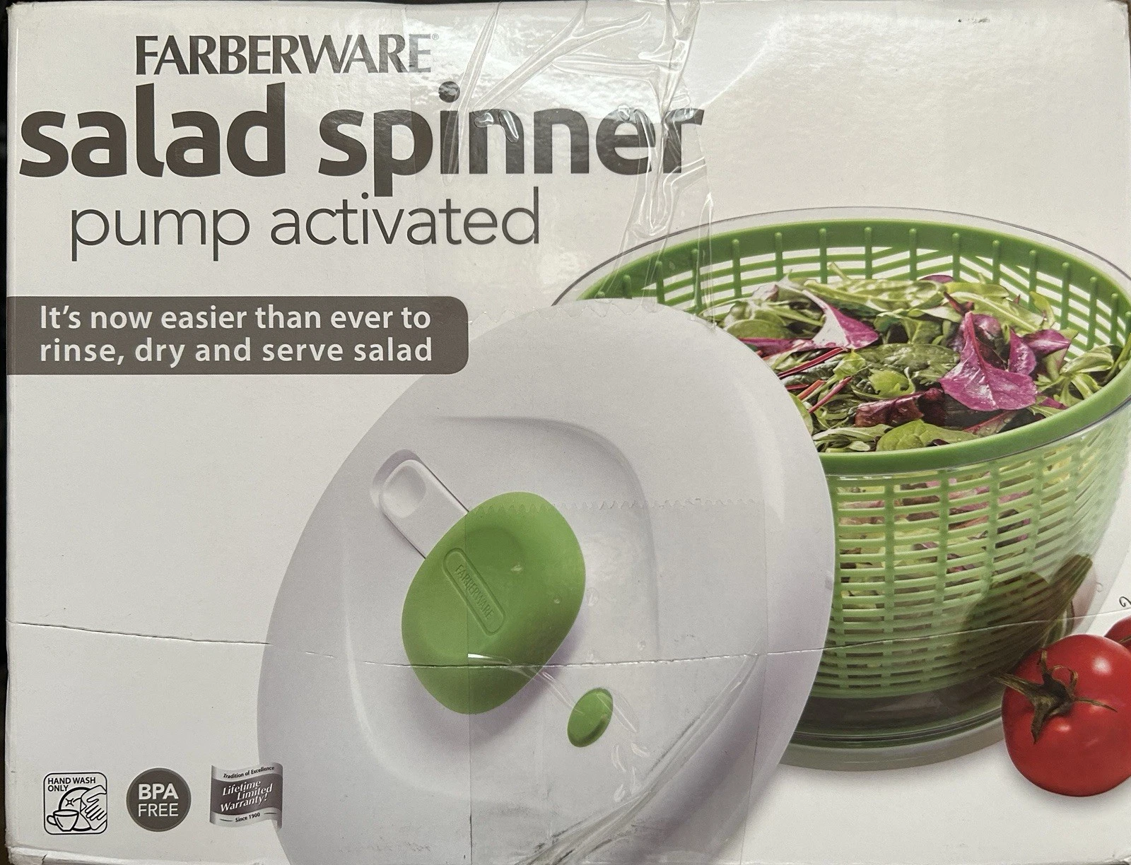 Farberware Pro Pump Salad & Produce Spinner w/ Bowl & Built In Draining System