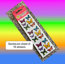     Sandylion RARE FULL Sheet of 18 Butterflies acid free kids Stickers strip    