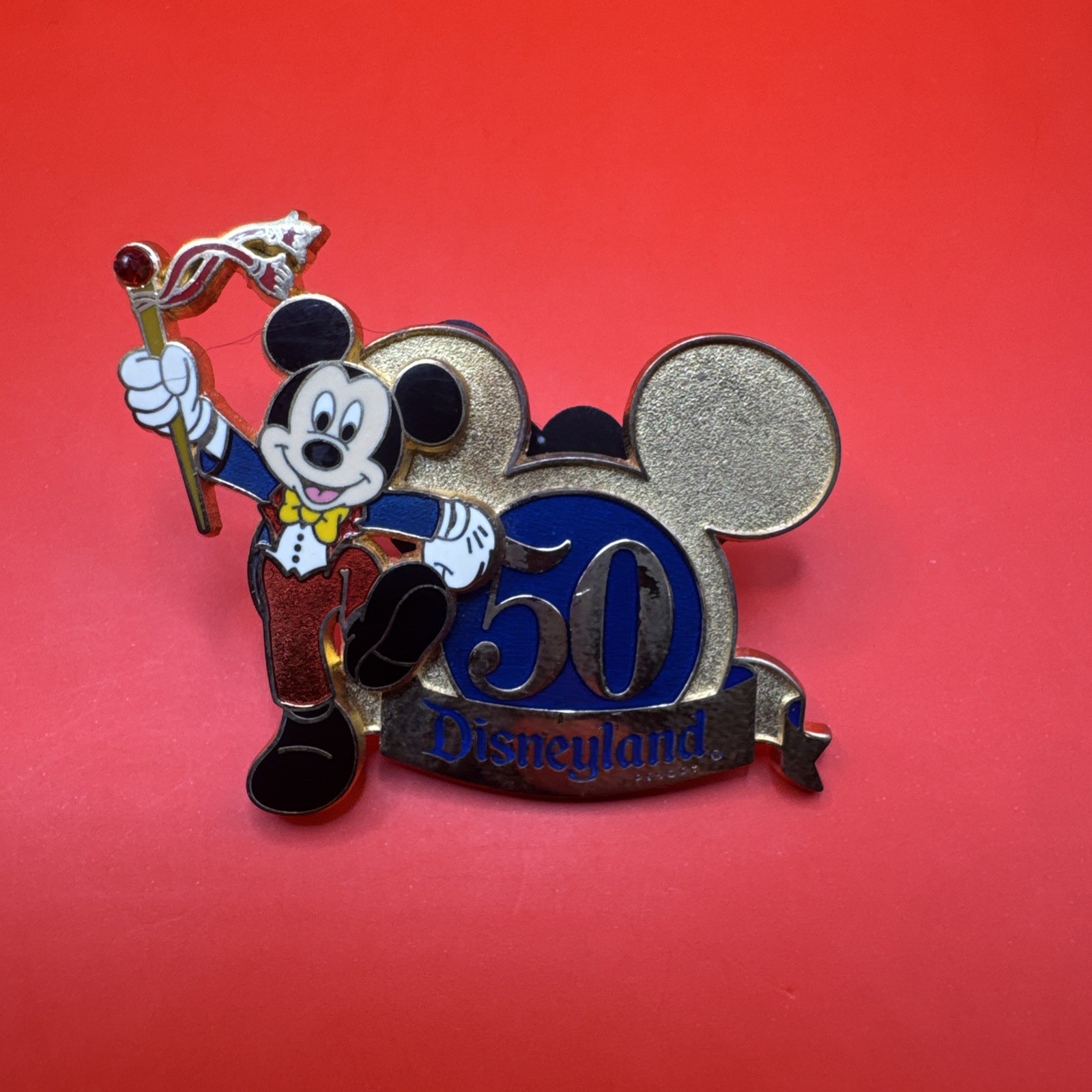 Disney pin Disneyland 50th Anniversary Mickey Mouse 3D 50 Gold Ears