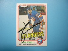 1981/82 O-PEE-CHEE NHL HOCKEY CARD #218 JOHN TONELLI EX/NM AUTO AUTOGRAPH OPC