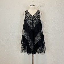 Pierre Balmain Dress Vintage Black Lace Leopard Lining Studded Y2K 90s 42 M/L