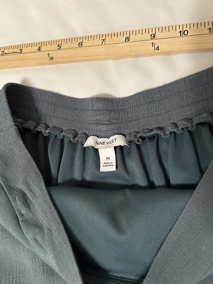 Nine West Maxi Skirt Size M Green Tiered 100% Cotton - Image 4 of 4