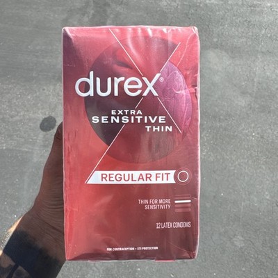 Durex Male Condoms- Regular Fit 12 Count Lot of 3 Boxes Extra Sensitive Thin