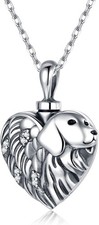 Sterling Silver Angel Wing Heart Urn Pendant Necklace For Ashes - A piece of my