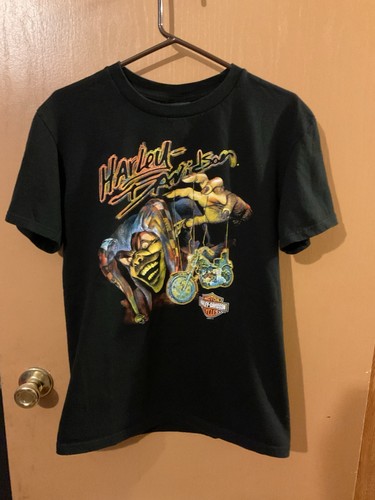 Vtg Harley Davidson Medium Tshirt Creepy Joker With Bike Puppet Steel City PA