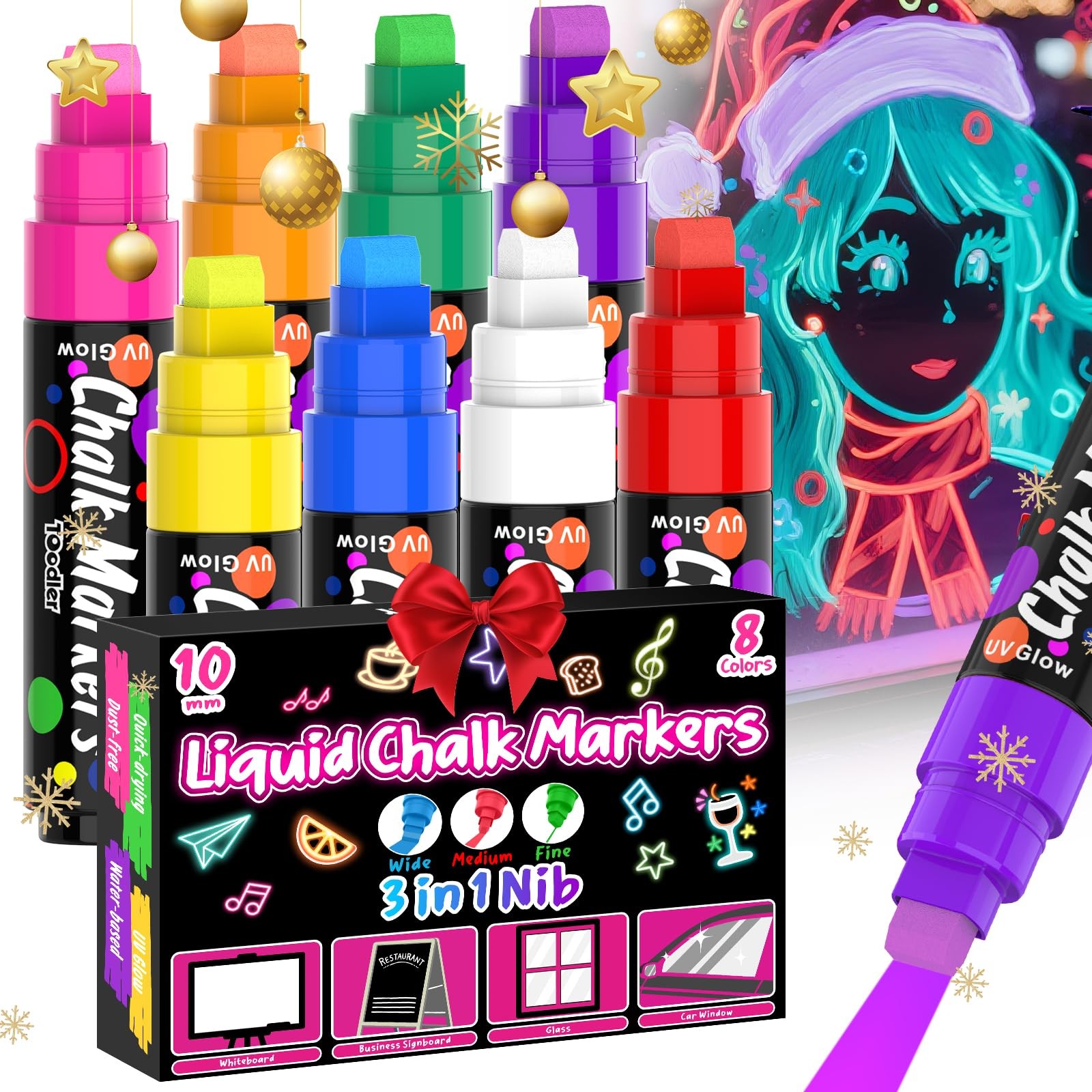 Glow Under Blacklight Jumbo 10mm Erasable Glass Board
