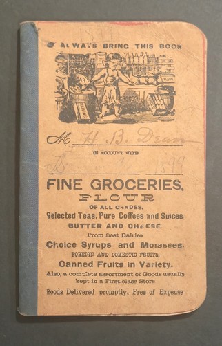 1899 Fine Groceries Advertising Account Ledger Book