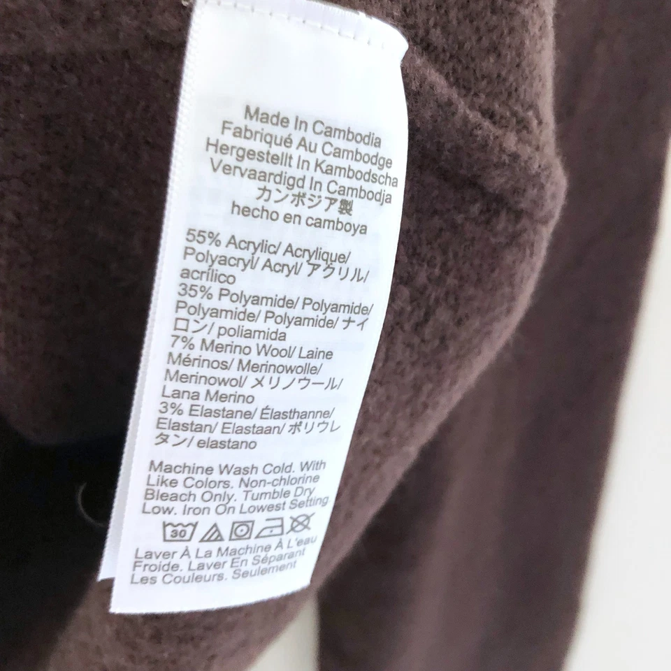 Nuevo con etiquetas Suéter Cárdigan J.Crew Factory Talla L en Hilo Extra Suave Marrón Cacao Baya Foto 4 de 4