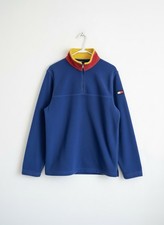 Y2K Tommy Hilfiger Blue Cozy Embroidered 1/4 Quarter Zip Pullover Fleece Men s L