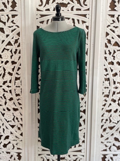 green emerald velvet dress 100% Cotton Green Stripe Midi Dress - All Dresses main image 1