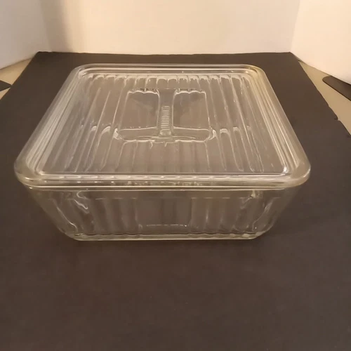 Anchor Hocking 9" Square Bake 'N Keep Dish Ribbed Lid 1932 Vtg Design Discont'd