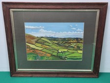 Framed Near Newtown Powys Landscape Acrylic Painting Signed Artist Tony Jackson