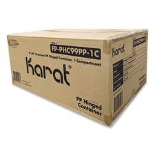 Karat FPPHC99PP1C 9" x 9" x 3" Plastic Hinged Container - Black 150/CT New