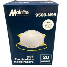Makrite 9500-N95 NIOSH CDC Medical N95 Face Mask Respirator, PACK OF 20 SEALED