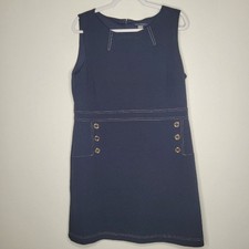 Tommy Hilfiger dark blue nautical preppy classic sailor buttons short dress 16