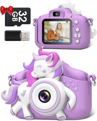 Gofunly Kinderkamera 1080P HD 2.0 Digitalkamera für Kinder mit 32GB Karte Selfie