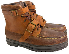 1990's Polo Sport Ralph Lauren Brown Leather Buckle Boots 11.5 D Old Deadstock