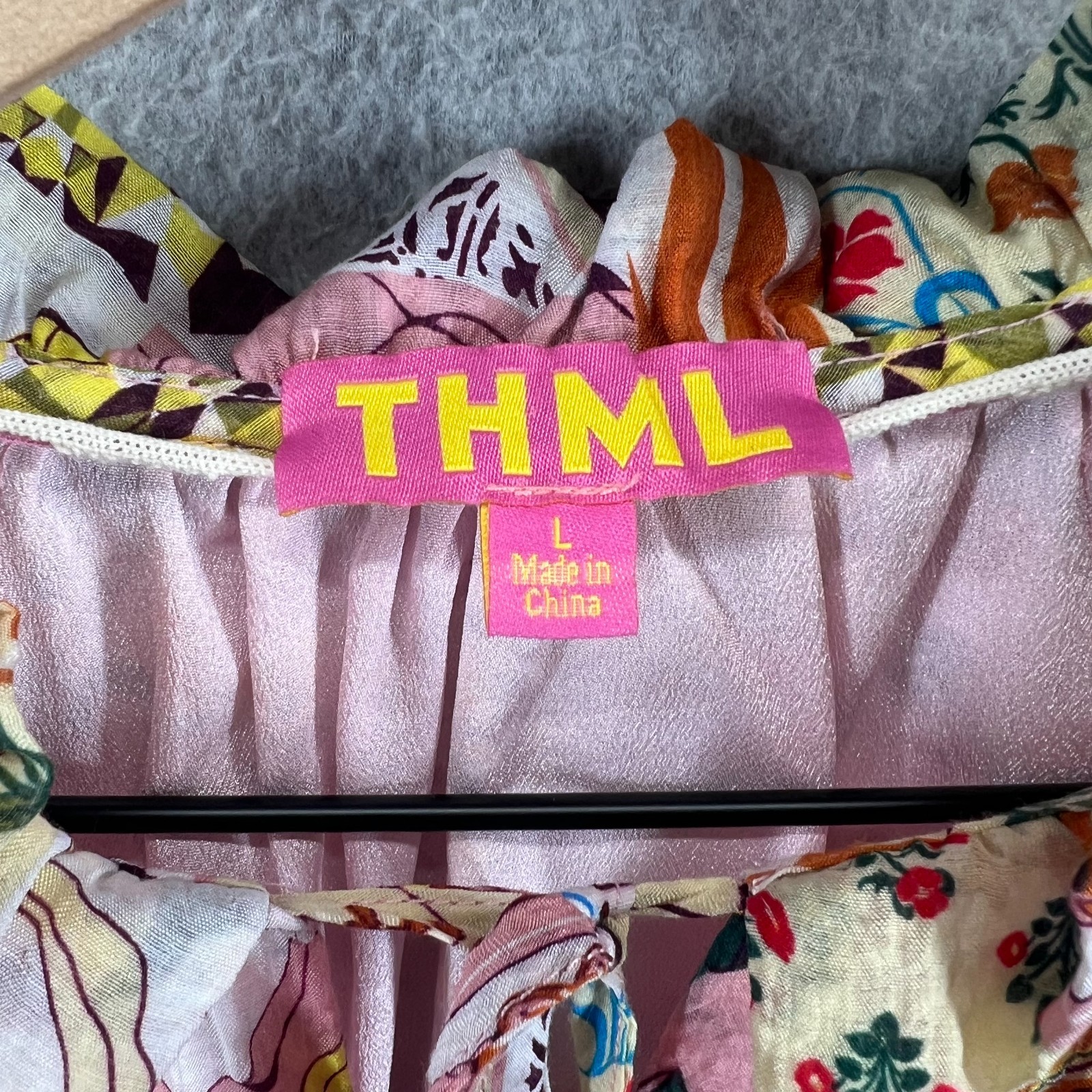 THML Pink Multicolor Boho Patchwork Shortsleeve M… - image 4