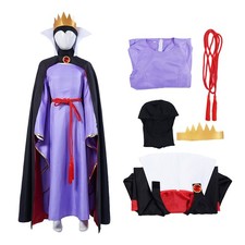 Kids Girls Evil Queen Cosplay Costume Wicked Queen Fancy Dress Cloak Halloween