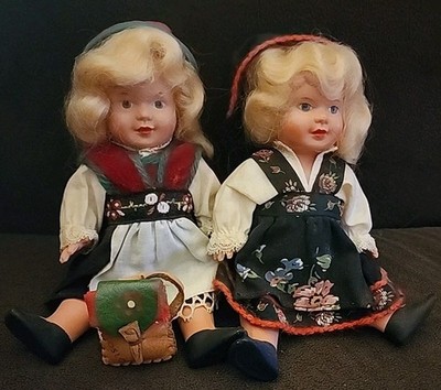 Rare  1930  s -40's Celluloid  Doll From Oslo Norway Traditional Costume 5 1/2 