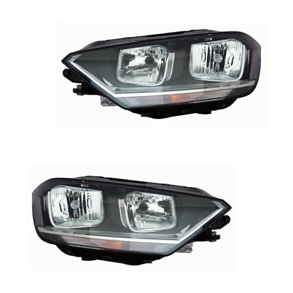 Halogen Scheinwerfer Set Links & Rechts H7 Schwarz FüR VW Golf Sportsvan-image