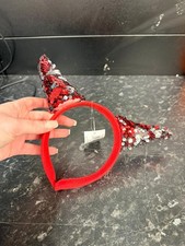 Reversible Red Devil Horns Glitter Horns Devil Fancy Dress Halloween *FAULTY*