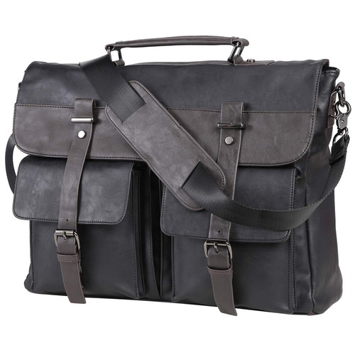 Leather Messenger Bag for Men, 17.3 Inch Vintage PU Leather Laptop Bag Briefc...