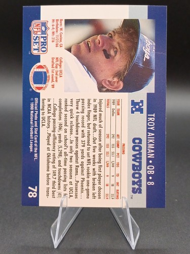 1990 Pro Set #78 Troy Aikman Cowboys - Picture 2 of 2
