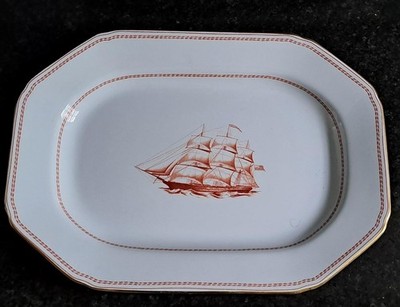 Schöne Spode Red Trade Winds Schiff 'Pepperell' Fine Stone China Platte 31 cm