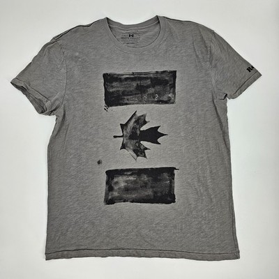 Roots Canada T-shirt Men's XXL Green Black Maple Leaf Print Cotton Short Sleeve