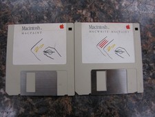 RARE Vintage 1984 Macintosh 3.5" Floppy Disks MacWrite MacPaint MacPaint -MQ6