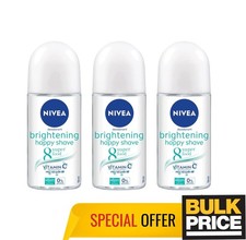 Nivea Brightening Happy Shave Roll-on Deodorant Even Out Underarm Skin 3-Pack