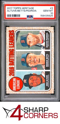 2017 TOPPS HERITAGE #2 JOSE ALTUVE-MOOKIE BETTS-DUSTIN PEDROIA PSA 10