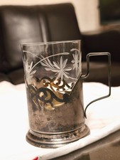 Vintage UdSSR Teeglashalter Russland- Silber 875 - drin vergoldet