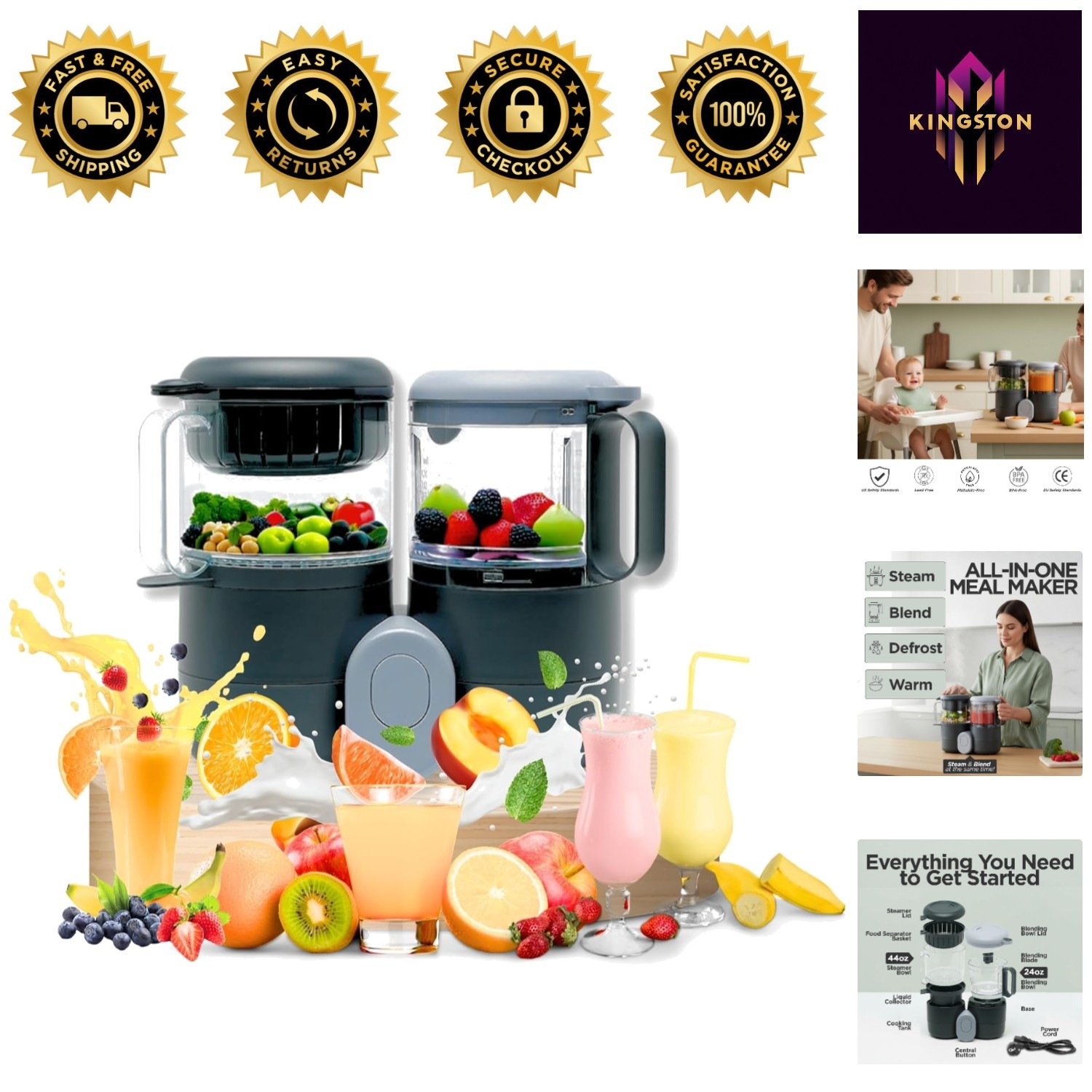 4-in-1 Baby Food Maker Steamer & Blender &ndash; 68 oz, Effortless Cooking Solution