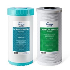 iSpring WGB21BM Whole House Water Filter, Iron & Manganese Reduction, 10?x4.5?