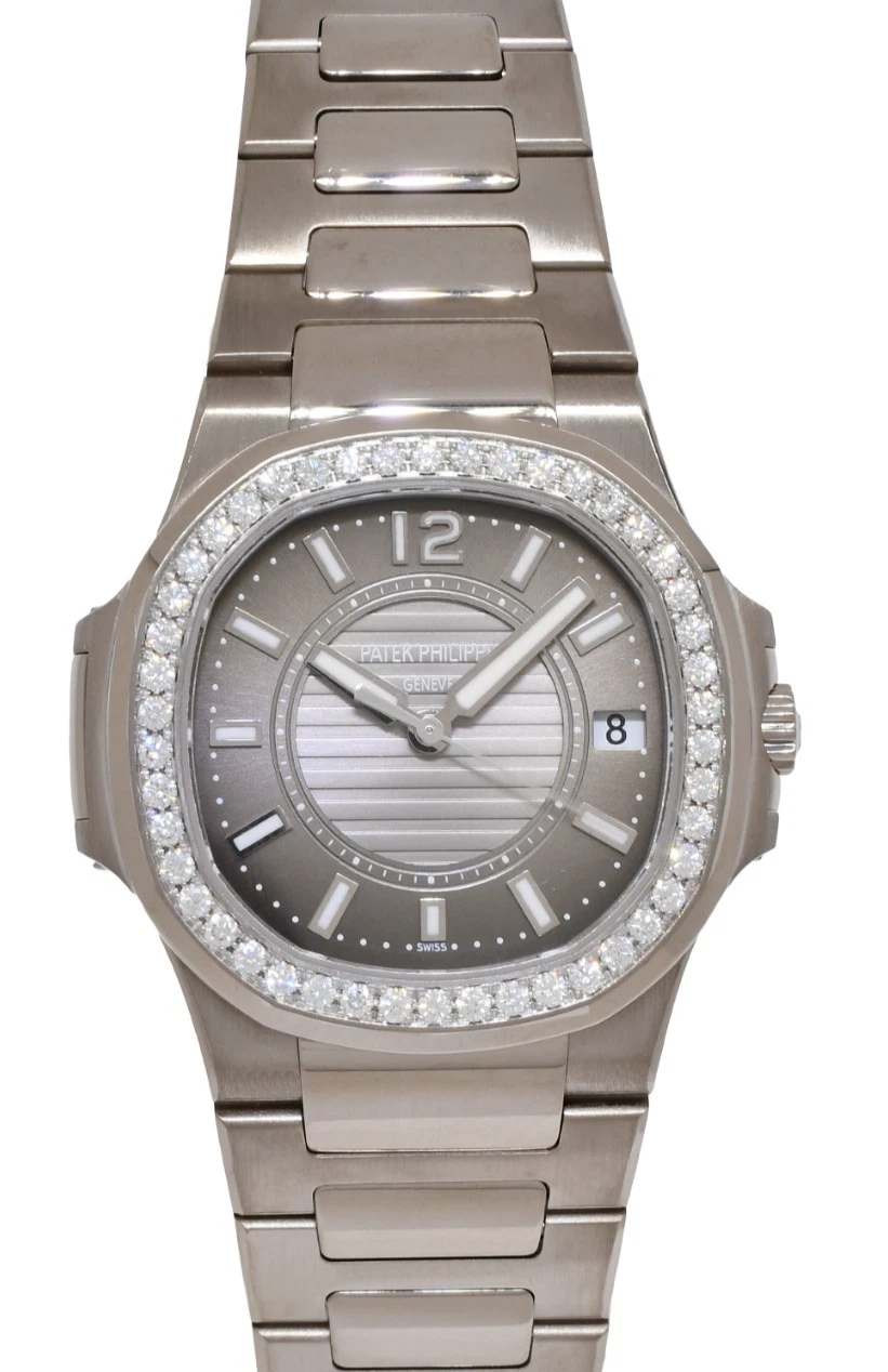 Patek Philippe — Patek Philippe Nautilus 18k White Gold & Diamond Ladies Watch B/P '09 7010/1G