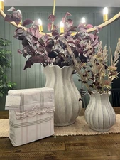 Queen 300 Thread Count Scalloped Edge Plaid Sheet Set Cream/Green -Threshold NEW