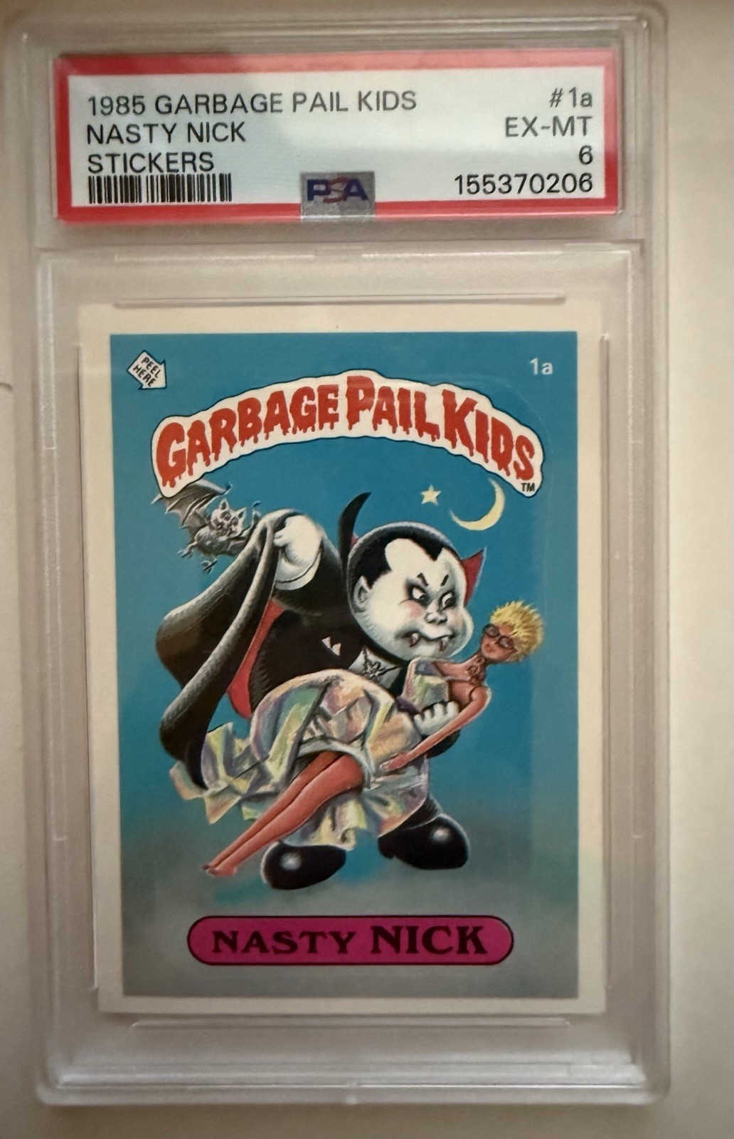 1985 Garbage Pail Kids #1a Nasty Nick PSA 6 Topps OS1 Series 1