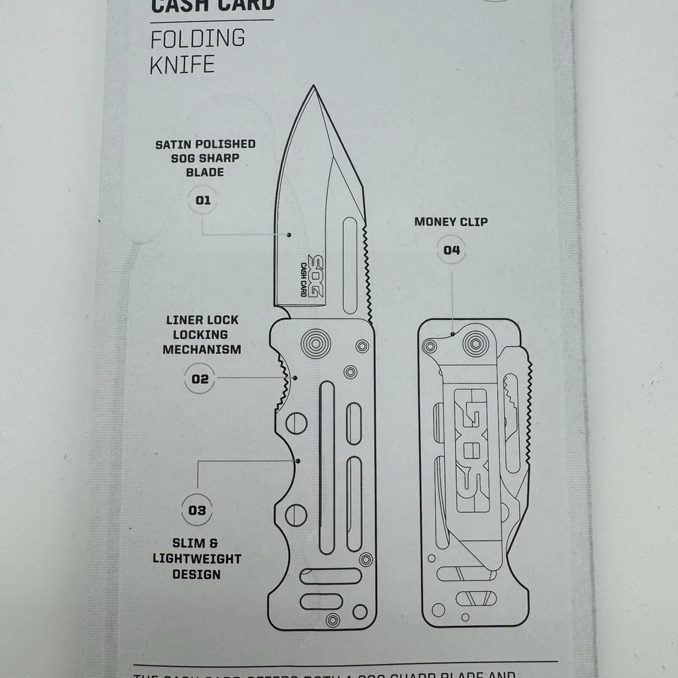 SOG ножи наличные карты рамка замок стали деньги зажим красный гранат карманный нож - новый - Изображение 3 из 4